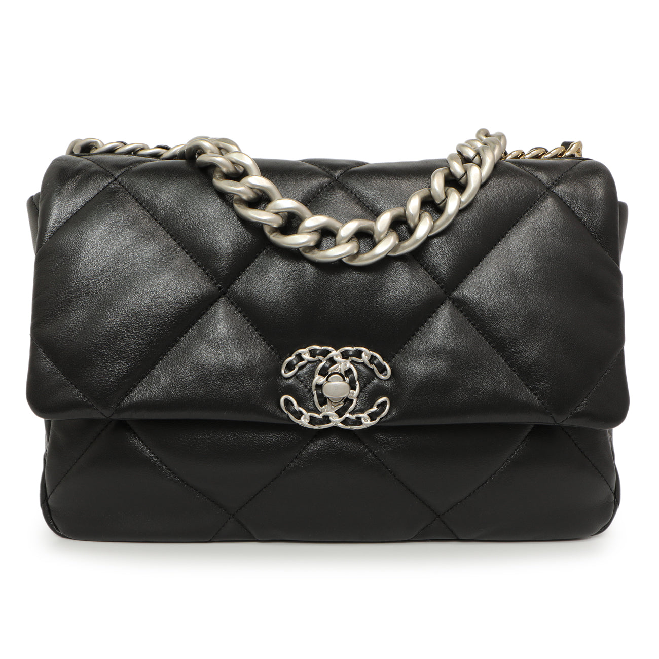 Exclusive Chanel Black Quilted Lambskin Large 19 Flap — Side View