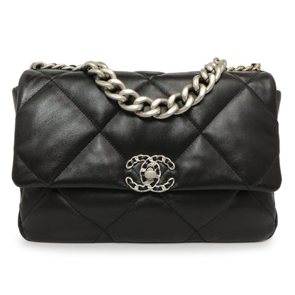 Exclusive Chanel Black Quilted Lambskin Large 19 Flap — Side View