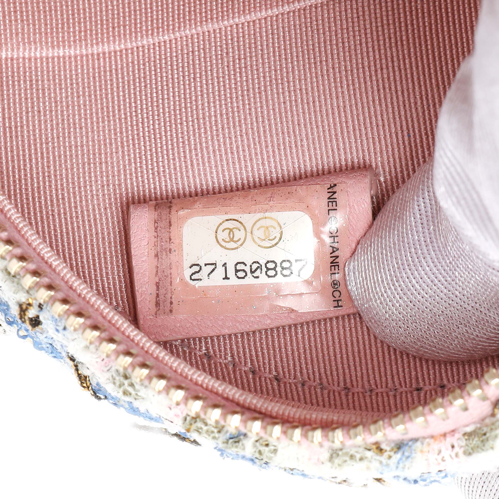 Exclusive Chanel White Pink Multicolor Tweed Round Clutch — Alternate View 7