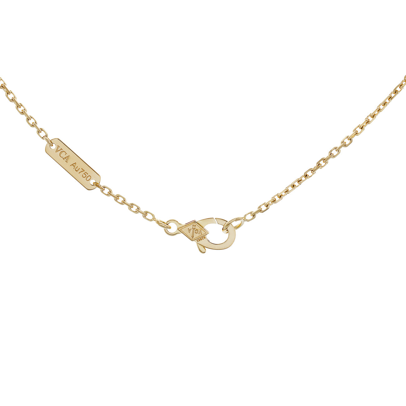 Exclusive Van Cleef & Arpels 18K Yellow Gold Mother of Pearl Vintage Alhambra Pendant Necklace — Side View