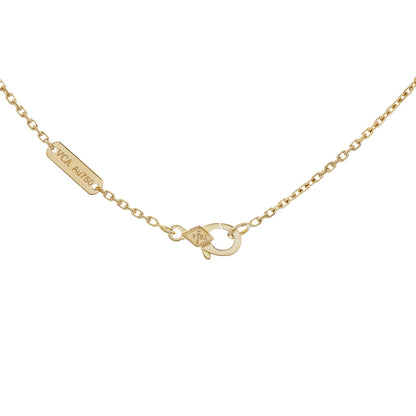 Exclusive Van Cleef & Arpels 18K Yellow Gold Mother of Pearl Vintage Alhambra Pendant Necklace — Side View