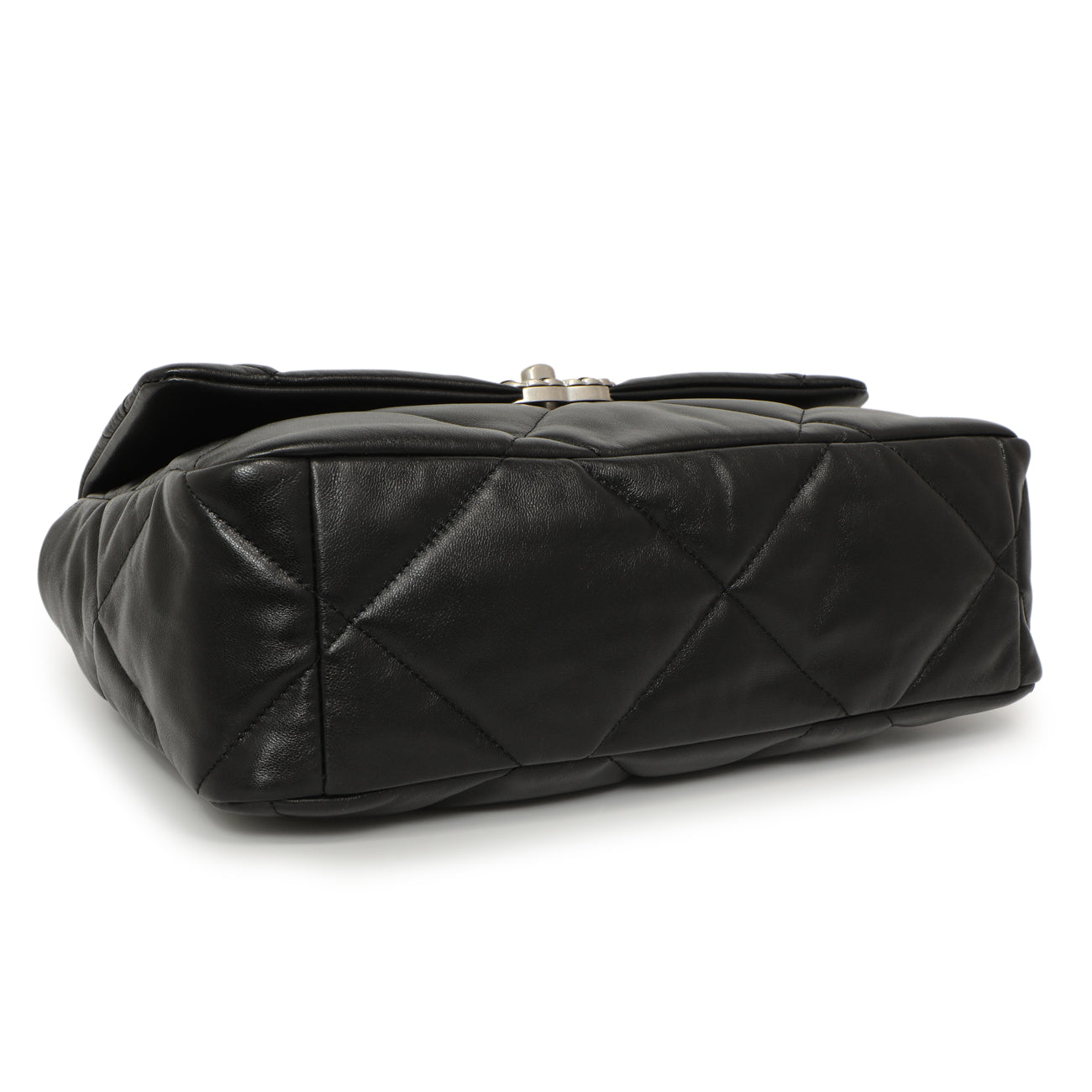 Exclusive Chanel Black Quilted Lambskin Large 19 Flap — Top View