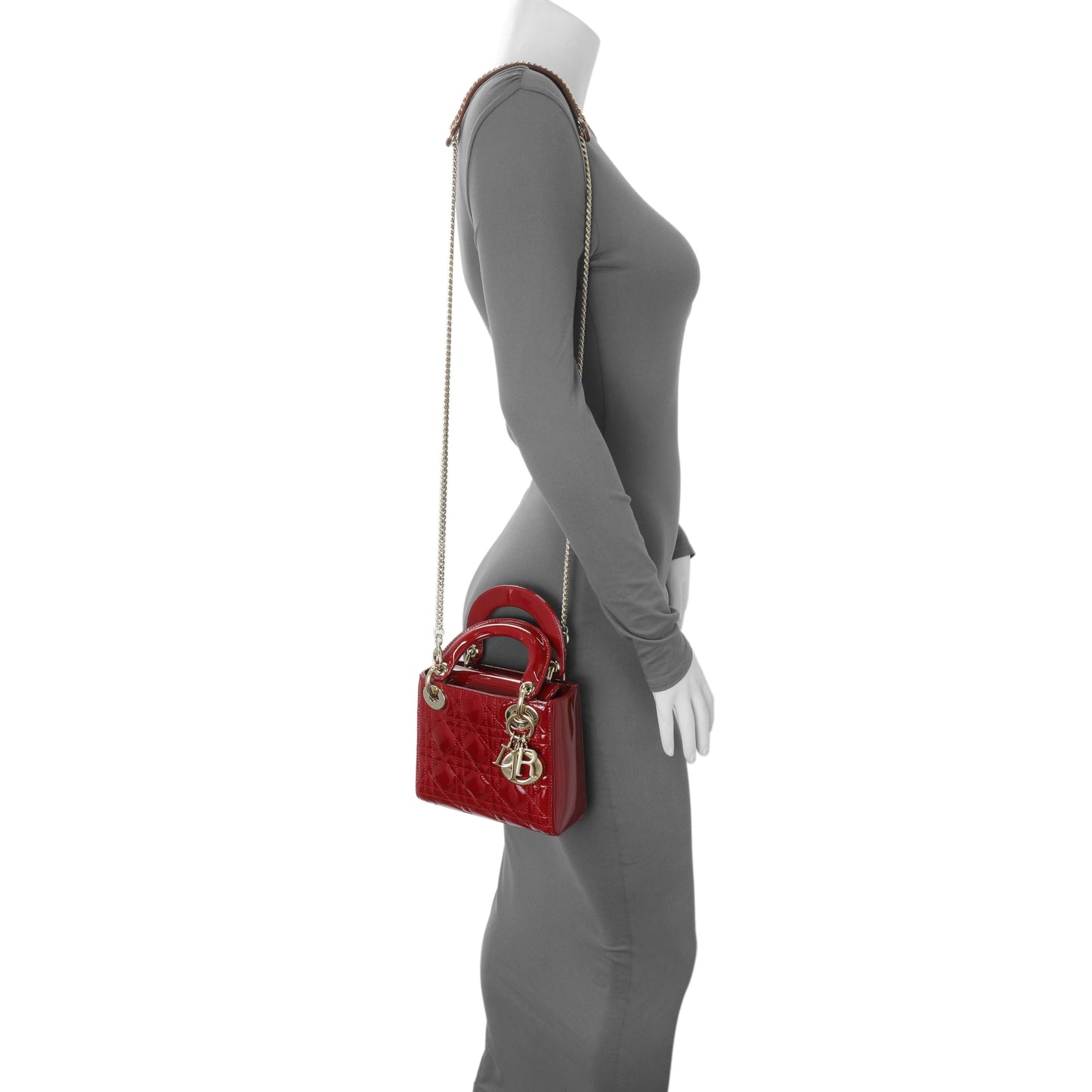 Exclusive Christian Dior Cherry Red Patent Cannage Mini Lady Dior — Alternate View 8