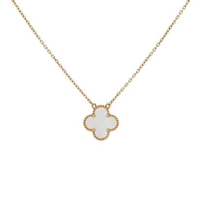 Exclusive Van Cleef & Arpels 18K Yellow Gold Mother of Pearl Vintage Alhambra Pendant Necklace — Front View