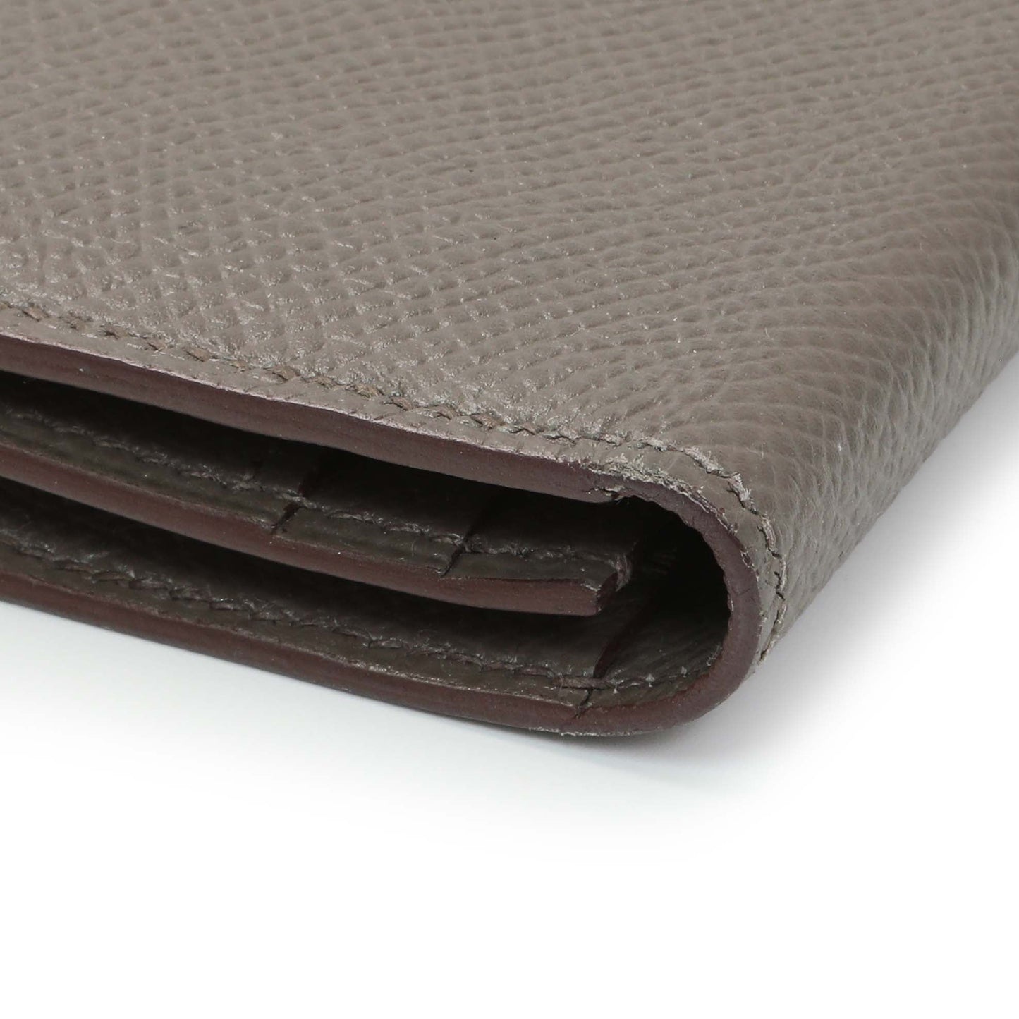 Exclusive Hermes Etoupe Epsom Bearn Gusset Wallet — Top View