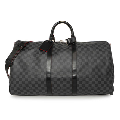Exclusive Louis Vuitton Damier Graphite Keepall 55 Bandouliere — Front View