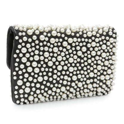 Exclusive Chanel Black Calfskin Pearly Wallet On Chain — Side View