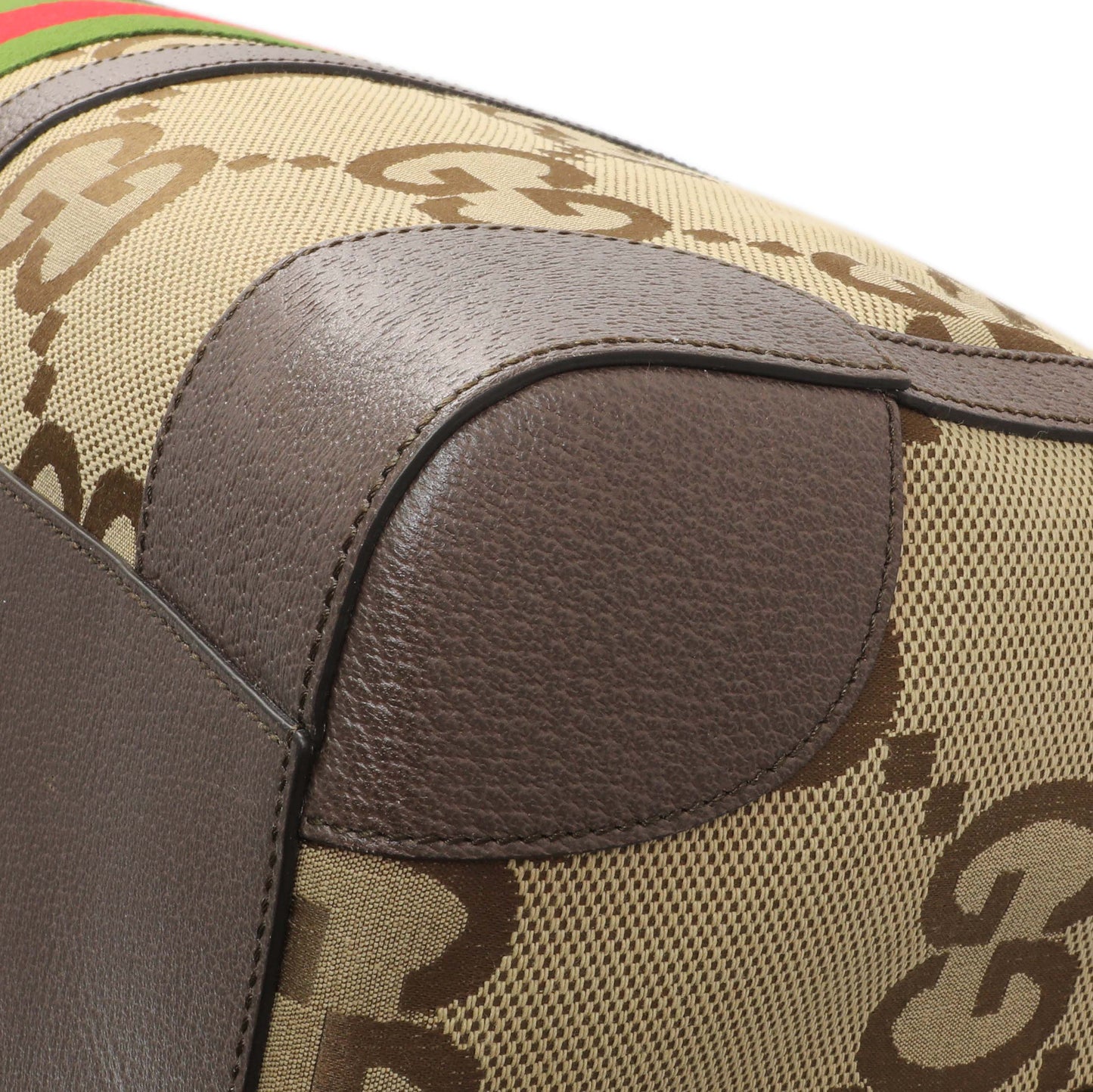 Exclusive Gucci Monogram Jumbo GG Textured Dollar Calfskin Web Large Duffle Bag — Alternate View 7