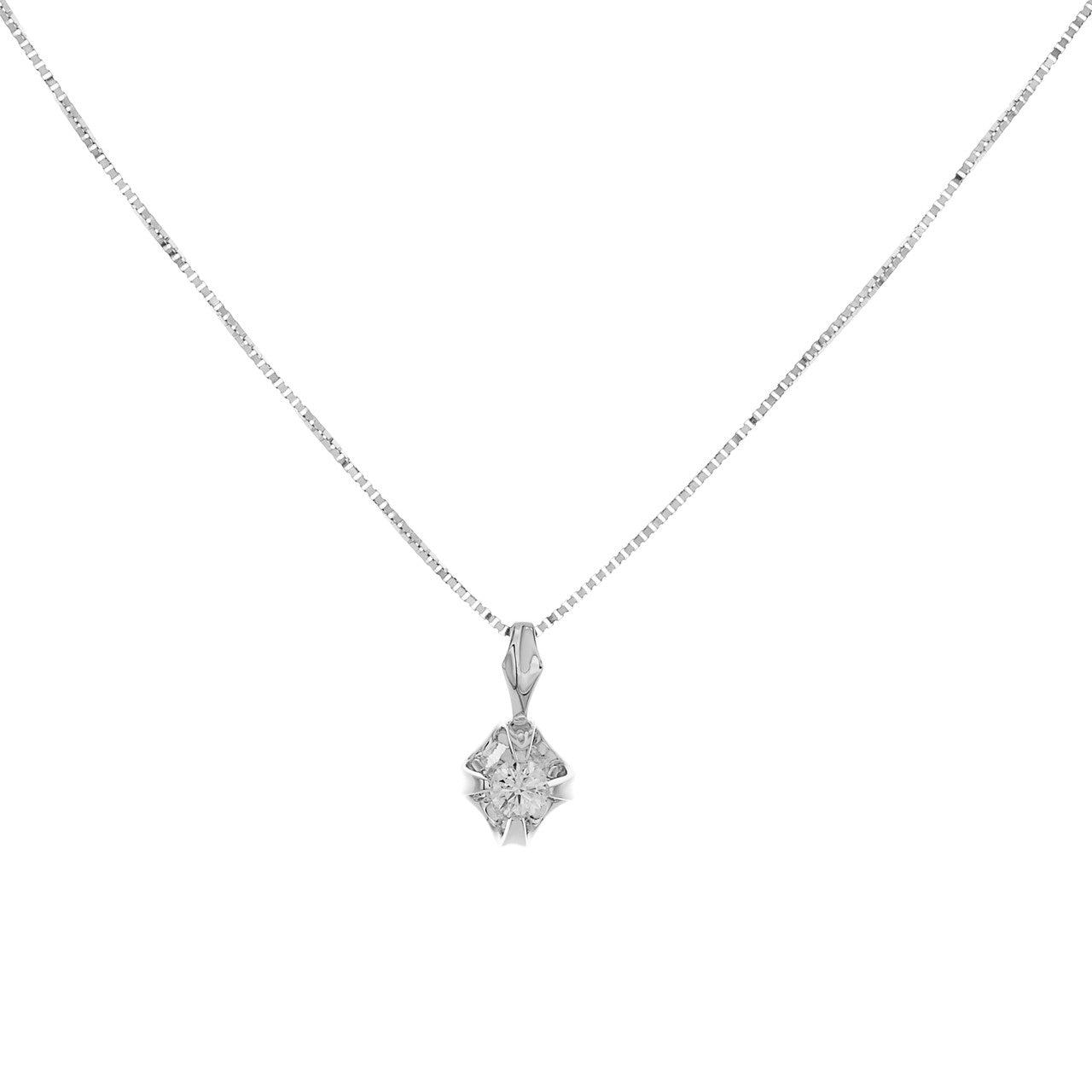 Exclusive 18K White Gold 0.30 Carat Diamond Pendant Necklace — Front View