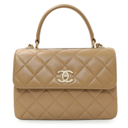 Exclusive Chanel Beige Lambskin Quilted Small Trendy CC Dual Handle Flap Bag — Side View