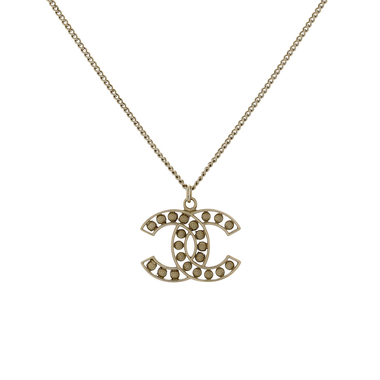 Exclusive Chanel Pearl Crystal CC Pendant Necklace — Side View