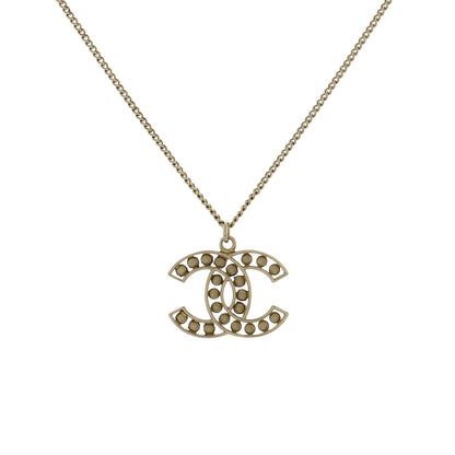 Exclusive Chanel Pearl Crystal CC Pendant Necklace — Side View