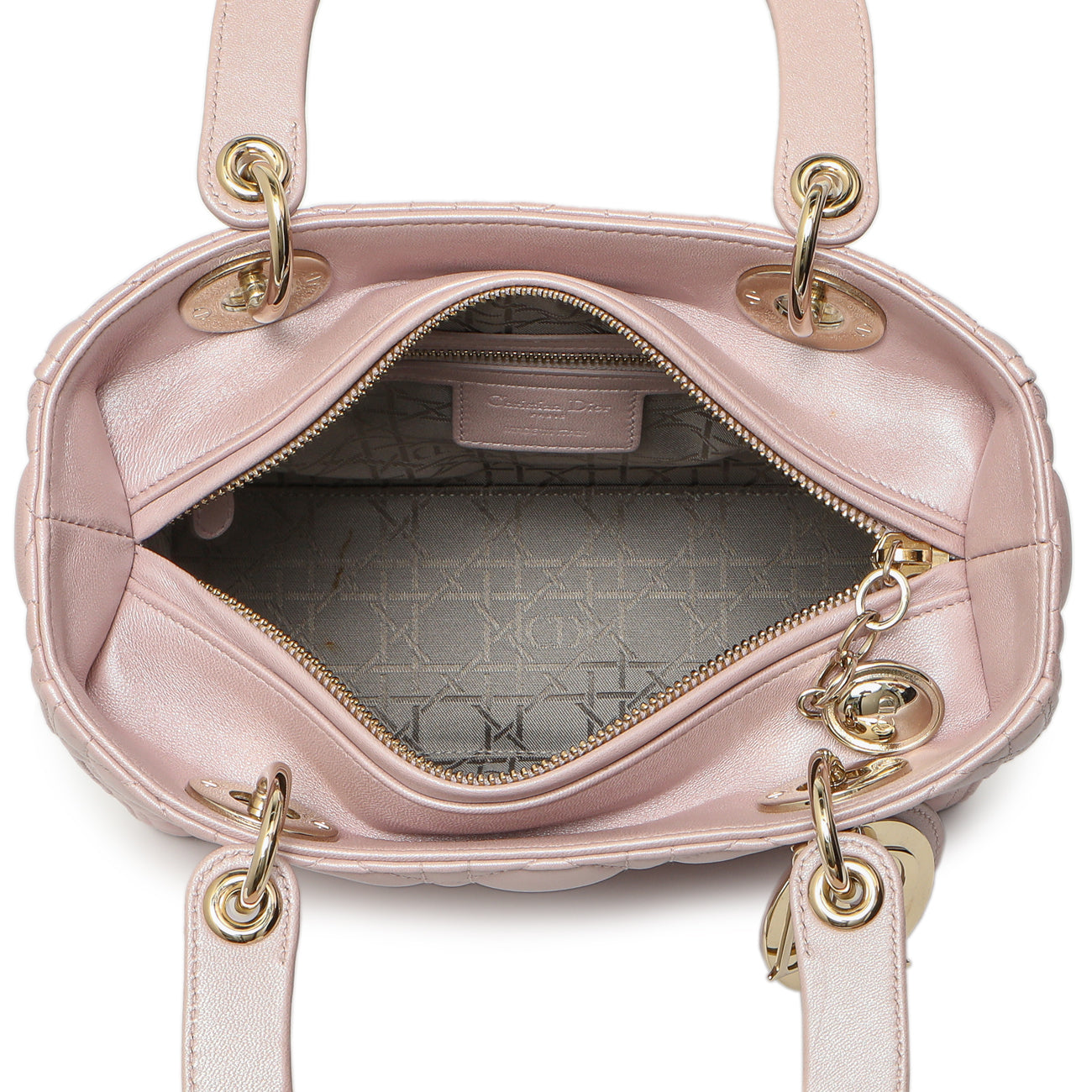 Exclusive Christian Dior Lotus Metallic Lambskin Cannage Medium Lady Dior — Alternate View 8