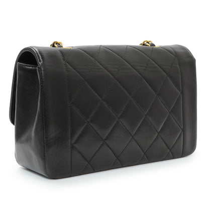 Exclusive Chanel Vintage Black Quilted Lambskin Small Diana Flap — Side View