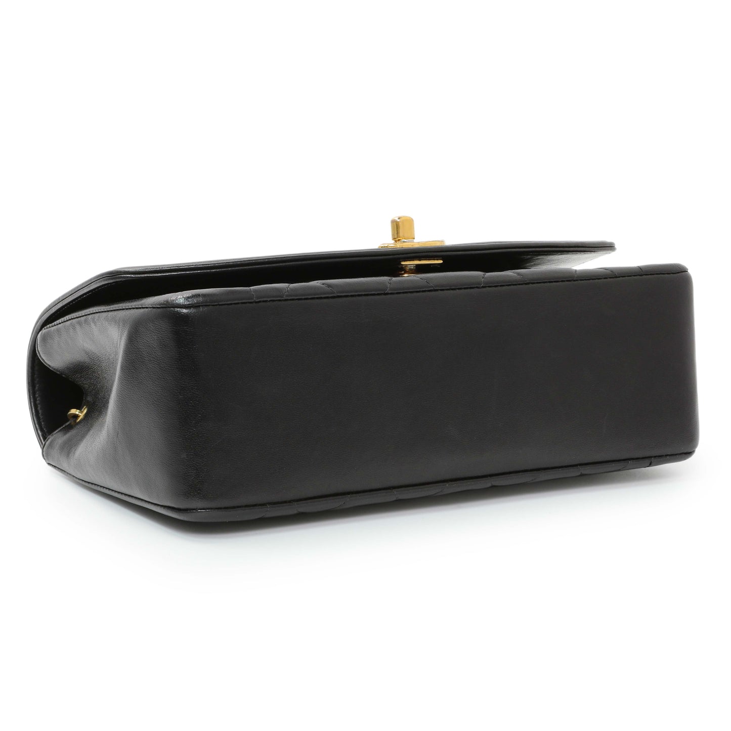 Exclusive Chanel Vintage Black Quilted Lambskin Small Diana Flap — Back View