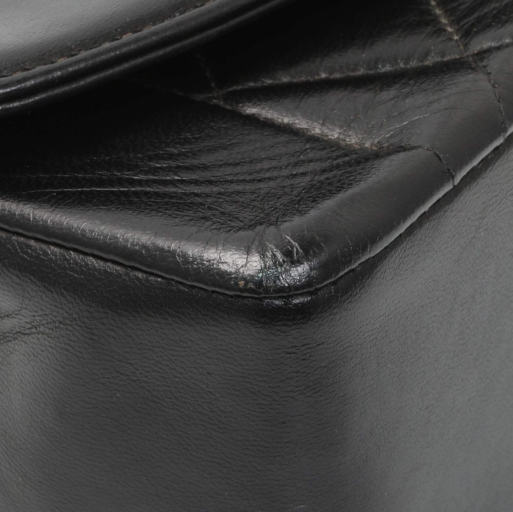 Exclusive Chanel Vintage Black Quilted Lambskin Small Diana Flap — Top View
