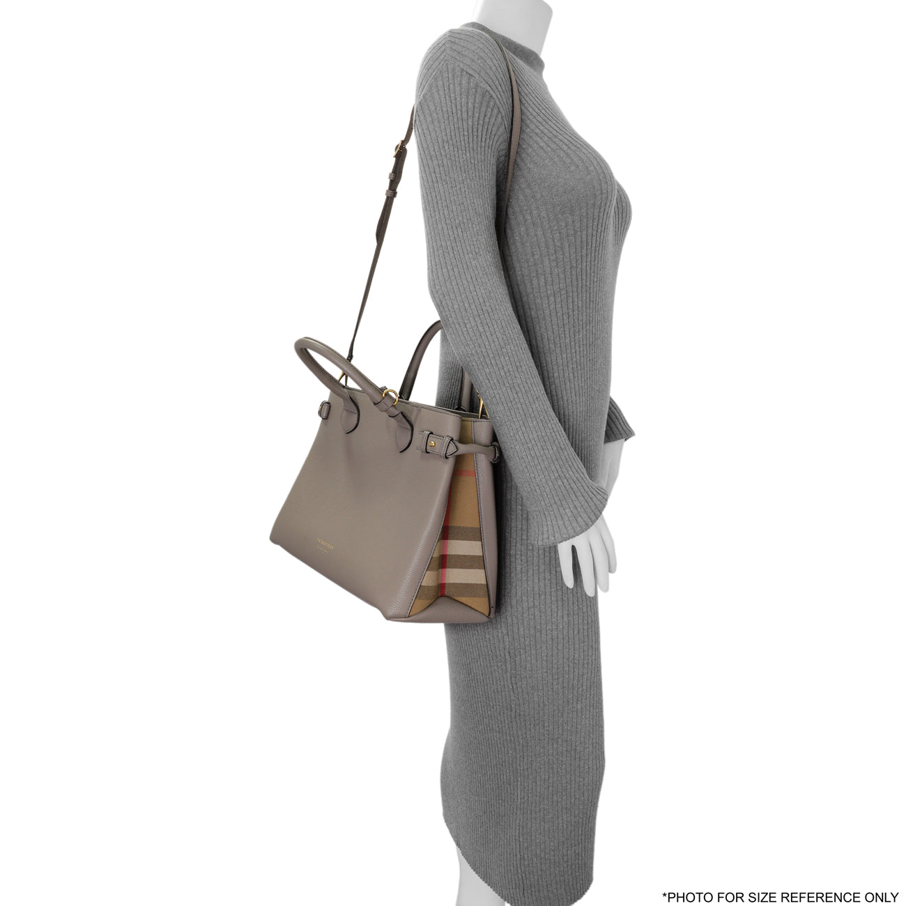 Exclusive Burberry Grey Calfskin House Check Medium Banner Tote — Alternate View 11