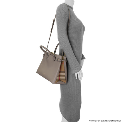 Exclusive Burberry Grey Calfskin House Check Medium Banner Tote — Alternate View 11