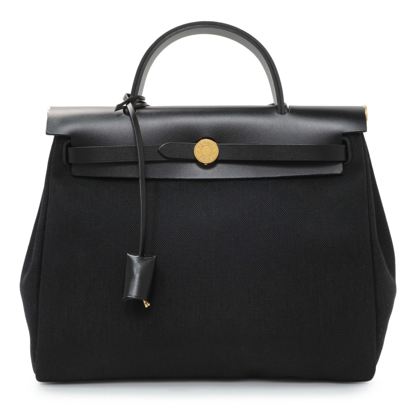 Exclusive Hermes Black Military Toile Vache Hunter Herbag Zip Retourne 31 PM — Side View
