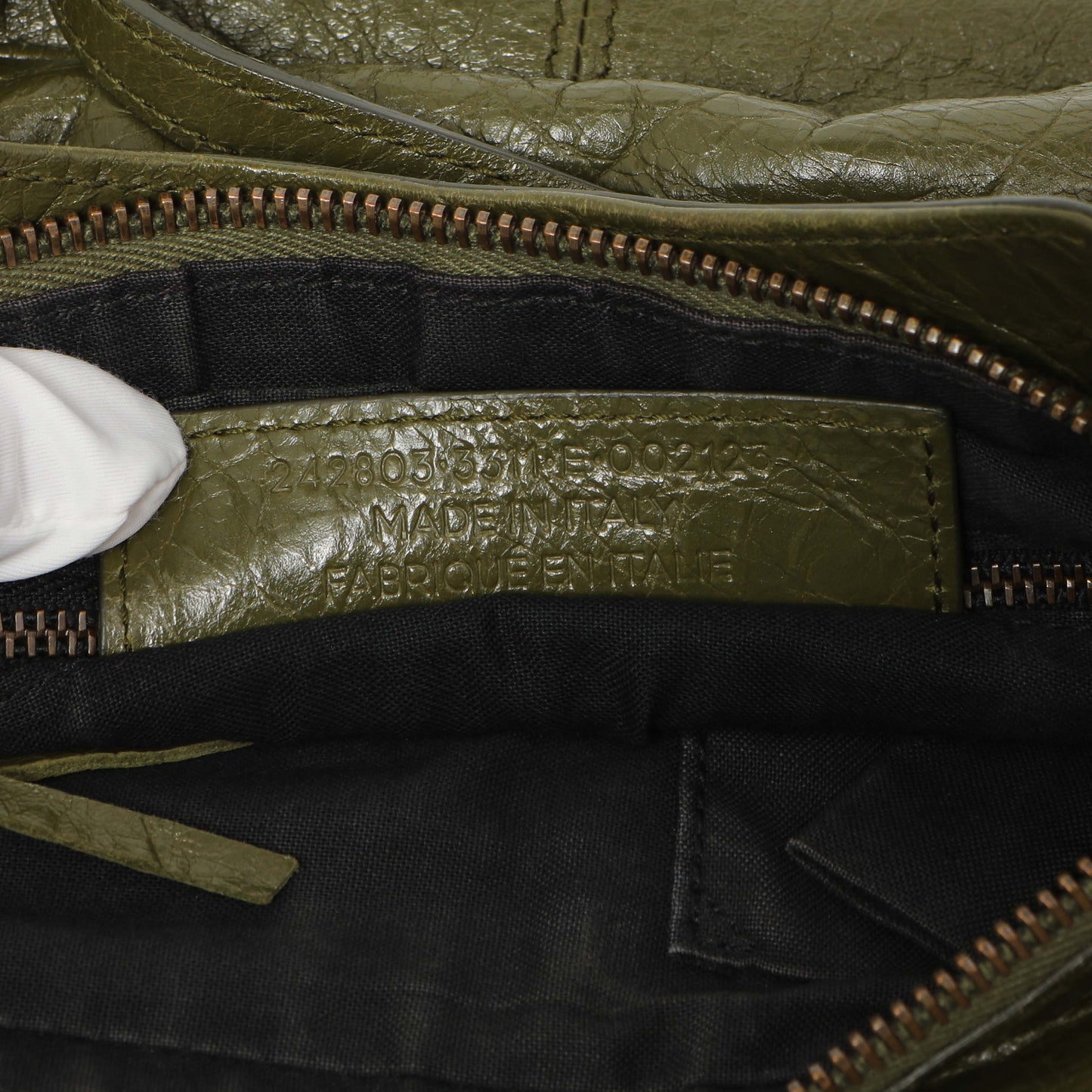 Exclusive Balenciaga Olive Agneau Classic Hip — Alternate View 10