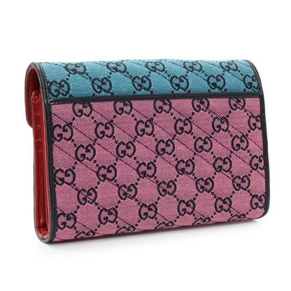 Exclusive Gucci Monogram Multicolor Matelasse Diagonal GG Marmont Chain Wallet — Side View