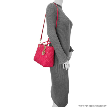 Exclusive Christian Dior Pink Lambskin Cannage Medium Lady Dior — Alternate View 15