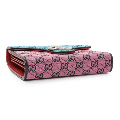 Exclusive Gucci Monogram Multicolor Matelasse Diagonal GG Marmont Chain Wallet — Back View