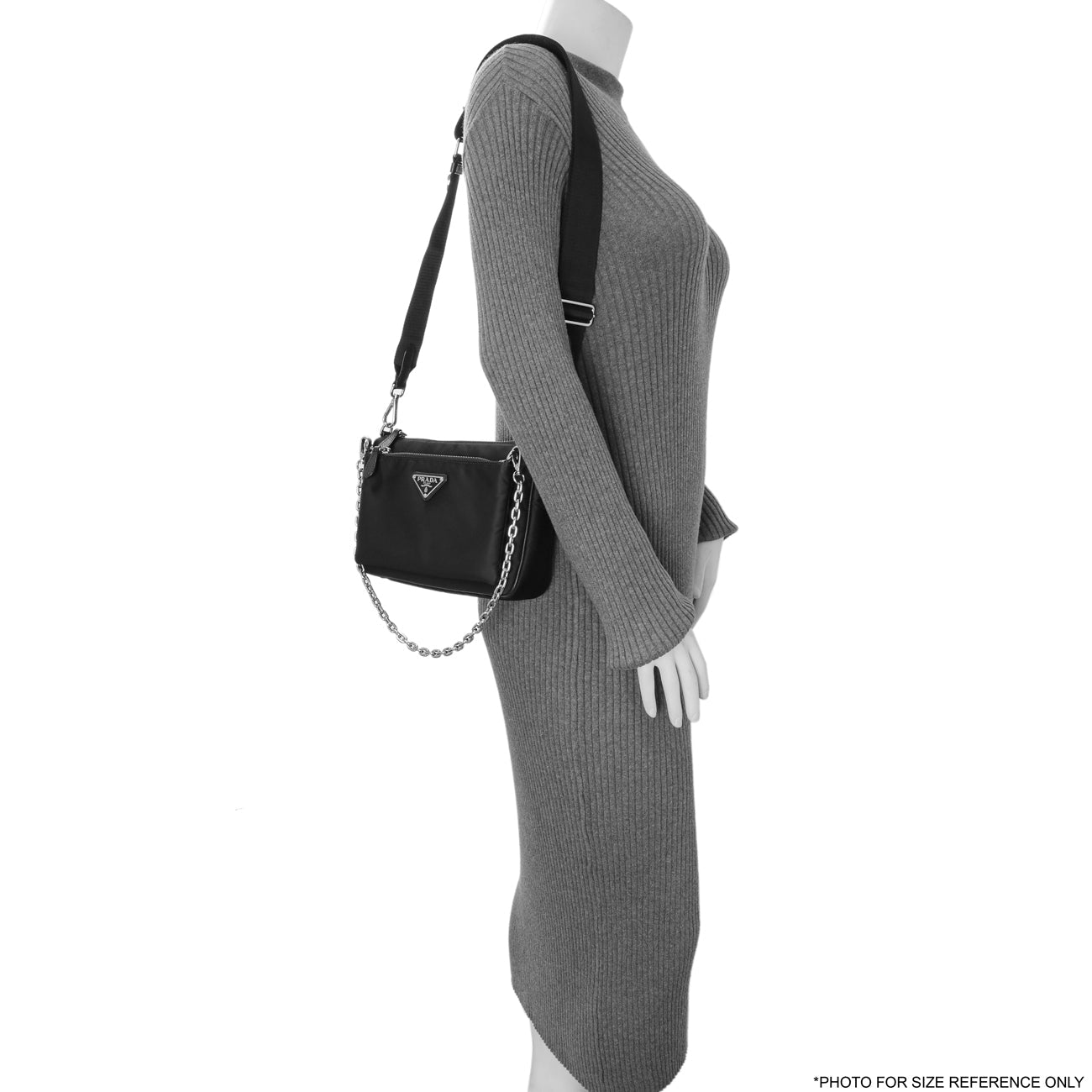 Exclusive Prada Black Re-Nylon Saffiano Double Pouch Shoulder Bag — Alternate View 12