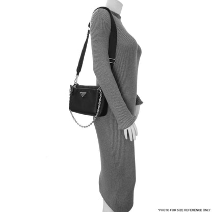 Exclusive Prada Black Re-Nylon Saffiano Double Pouch Shoulder Bag — Alternate View 12