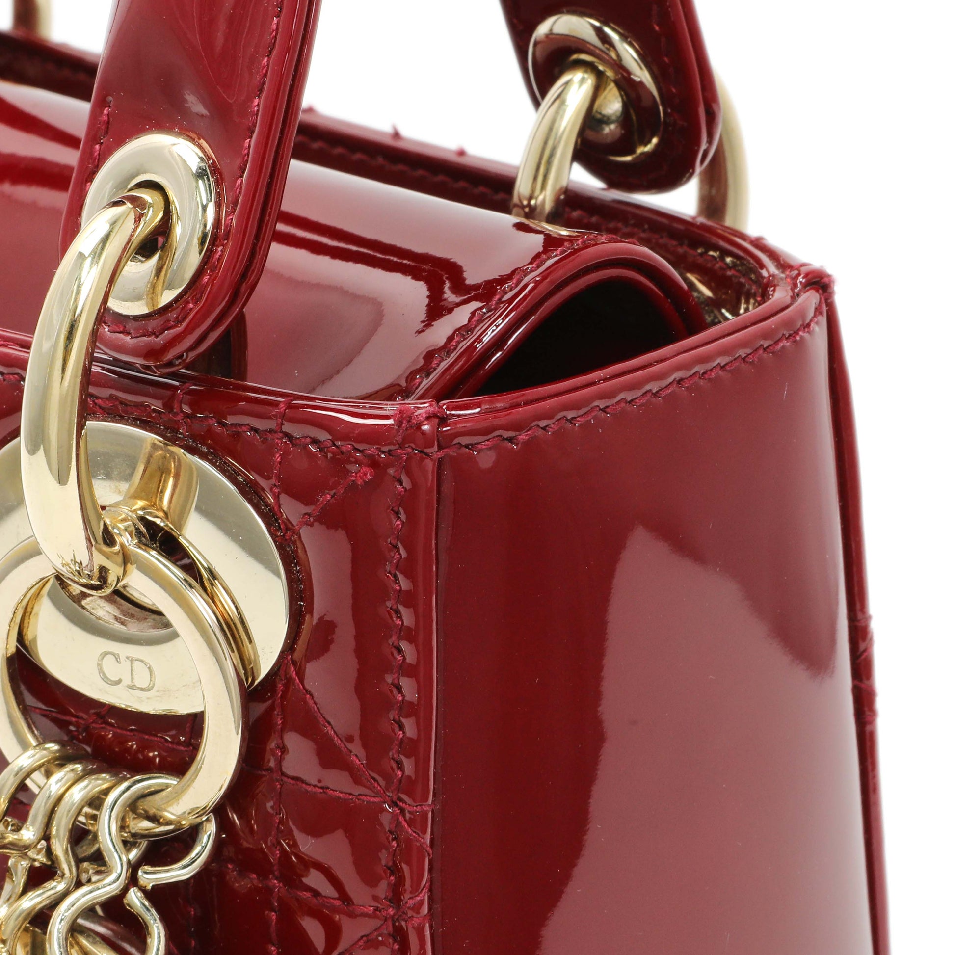 Exclusive Christian Dior Cherry Red Patent Cannage Mini Lady Dior — Alternate View 7