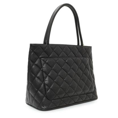 Exclusive Chanel Black Quilted Caviar Medallion Tote — Side View