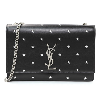 Exclusive Saint Laurent Black Star Print Calfskin Medium Kate Satchel — Front View