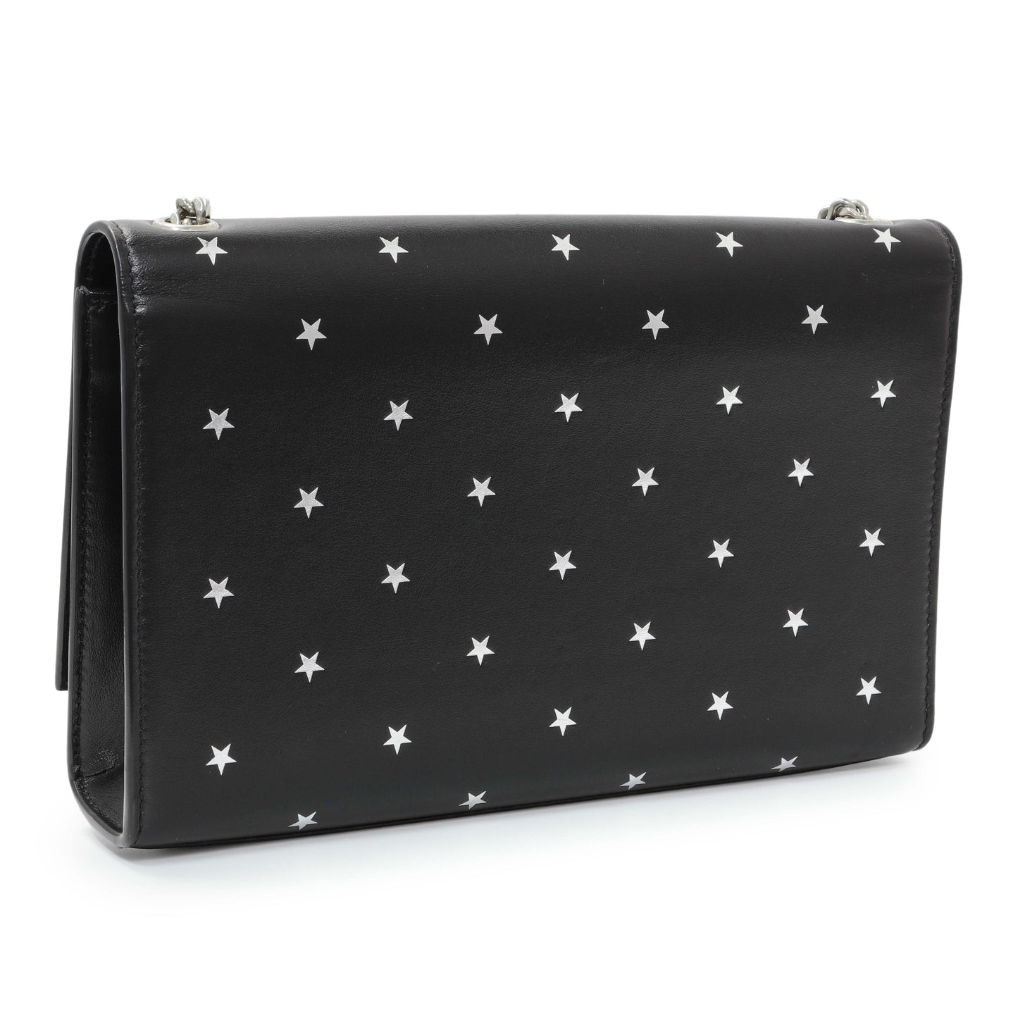 Exclusive Saint Laurent Black Star Print Calfskin Medium Kate Satchel — Side View