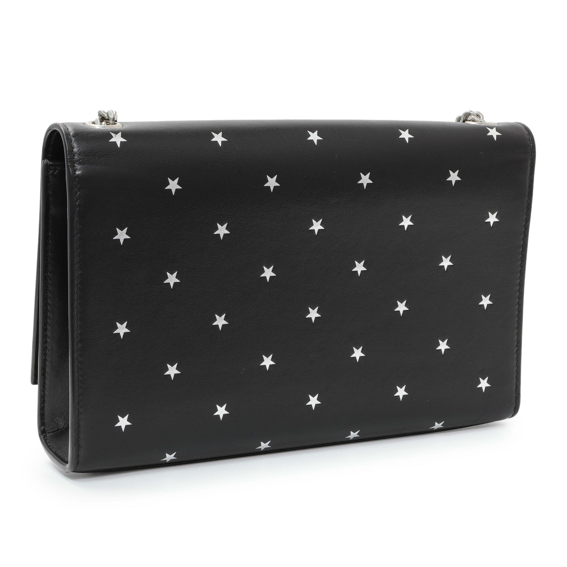 Exclusive Saint Laurent Black Star Print Calfskin Medium Kate Satchel — Side View