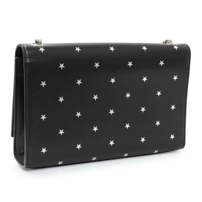 Exclusive Saint Laurent Black Star Print Calfskin Medium Kate Satchel — Side View