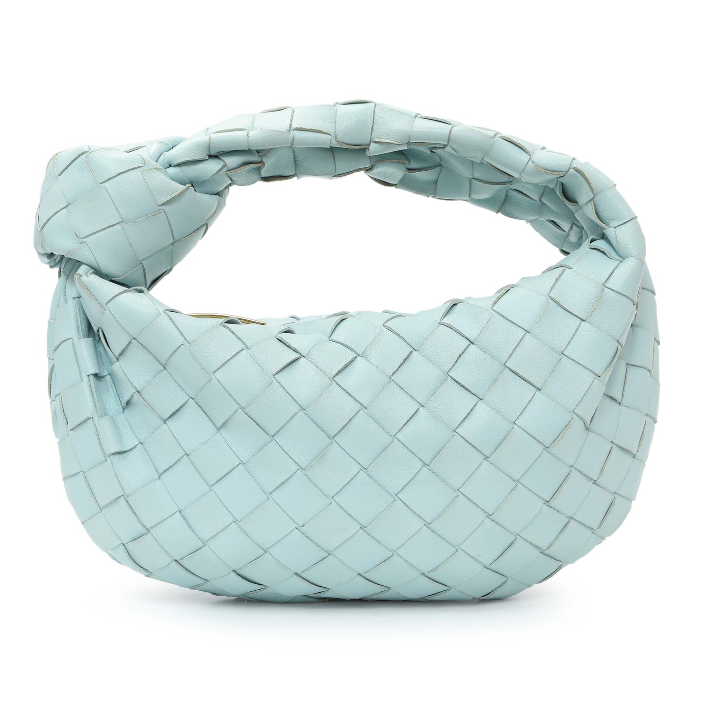 Exclusive Bottega Veneta Light Blue Nappa Intrecciato Mini Jodie — Front View