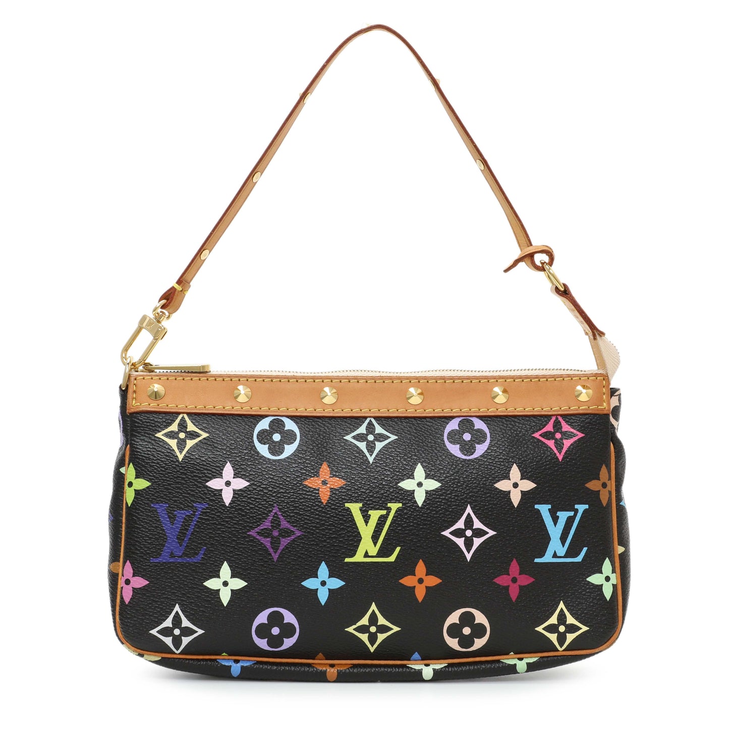 Exclusive Louis Vuitton Black Monogram Multicolor Pochette Accessories — Front View