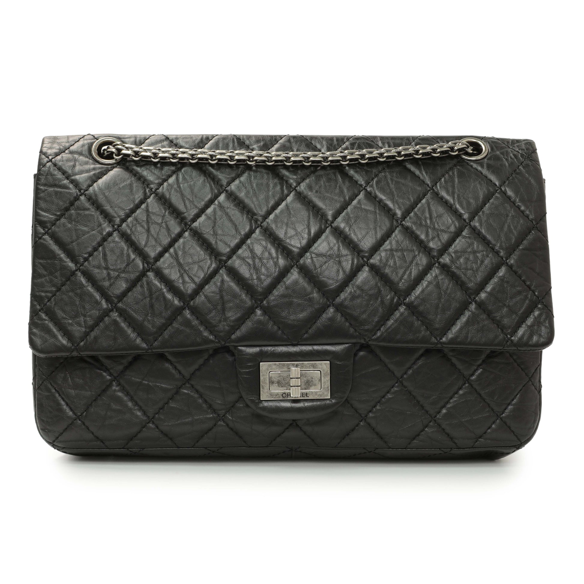 Exclusive Chanel Black Quilted Aged Calfskin 2.55 Reissue 227 Flap — Front View