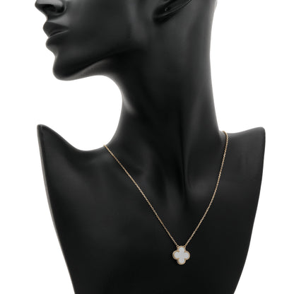 Exclusive Van Cleef & Arpels 18K Yellow Gold Mother of Pearl Vintage Alhambra Pendant Necklace — Top View