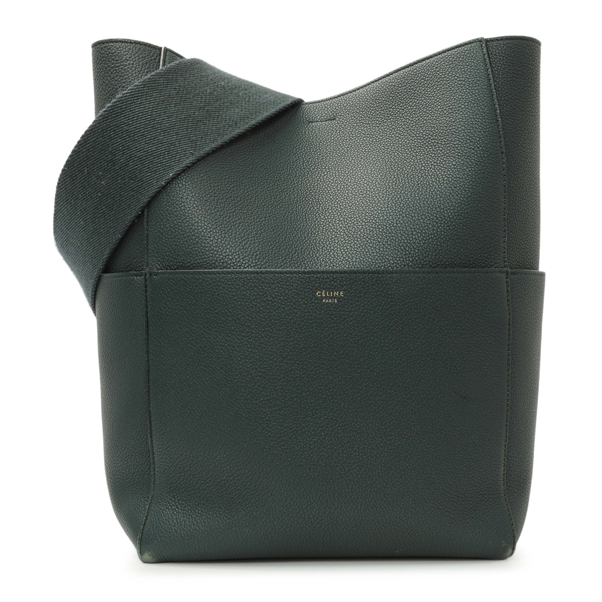 Exclusive Celine Amazone Soft Grained Calfskin Sangle Bucket Bag — Front View