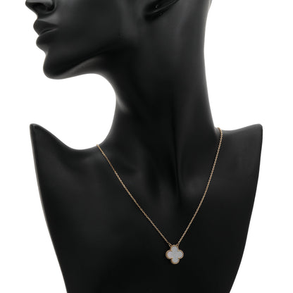 Exclusive Van Cleef & Arpels 18K Yellow Gold Mother of Pearl Vintage Alhambra Pendant Necklace — Top View