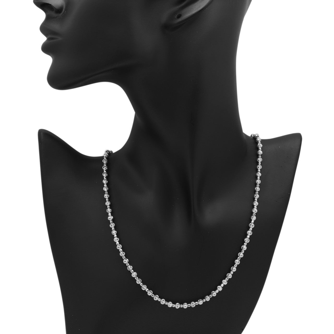 Exclusive 18K White Gold Ball Chain Necklace — Back View