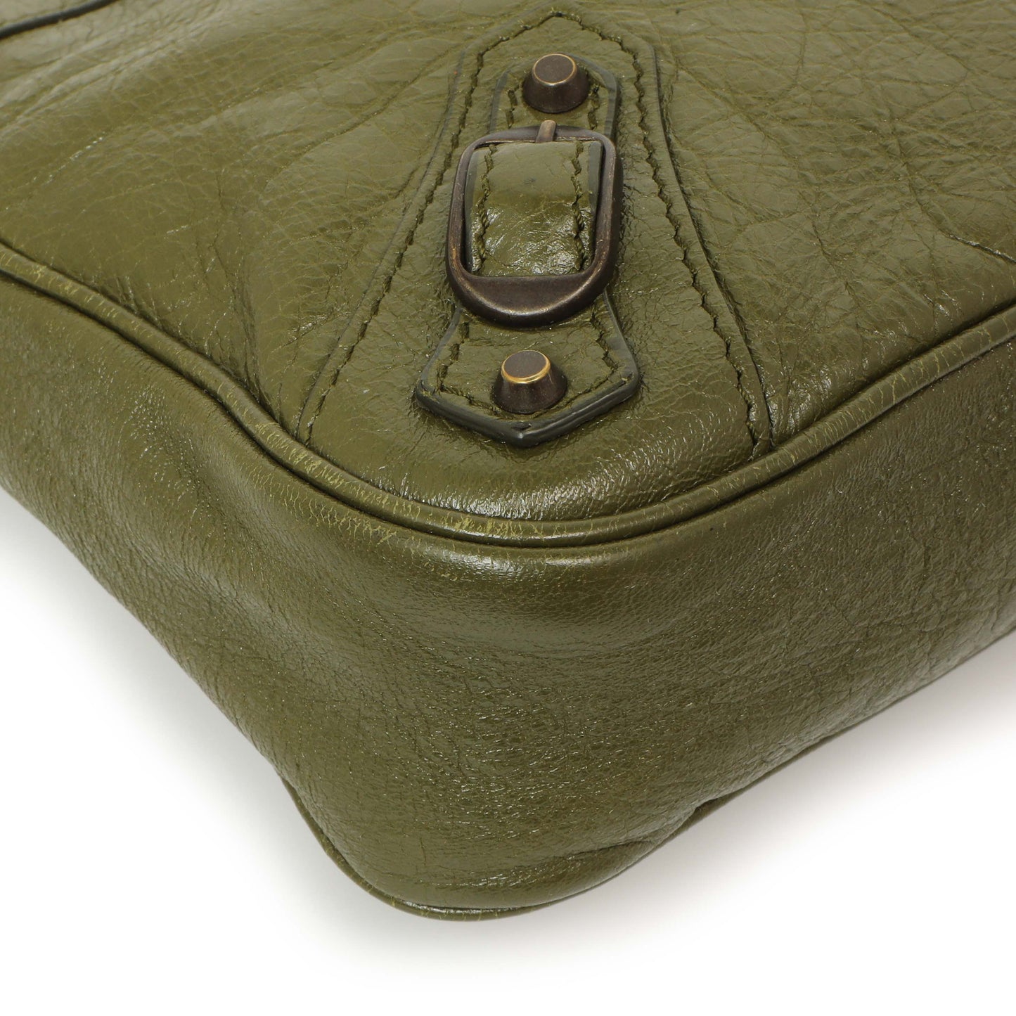 Exclusive Balenciaga Olive Agneau Classic Hip — Top View
