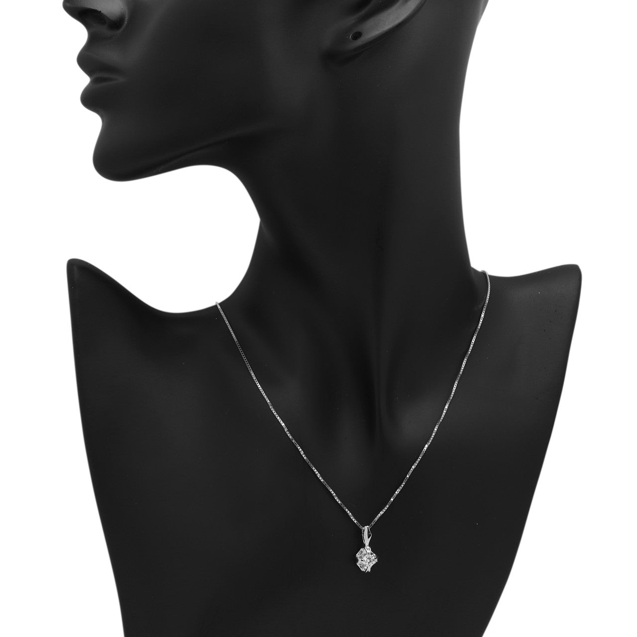 Exclusive 18K White Gold 0.30 Carat Diamond Pendant Necklace — Back View