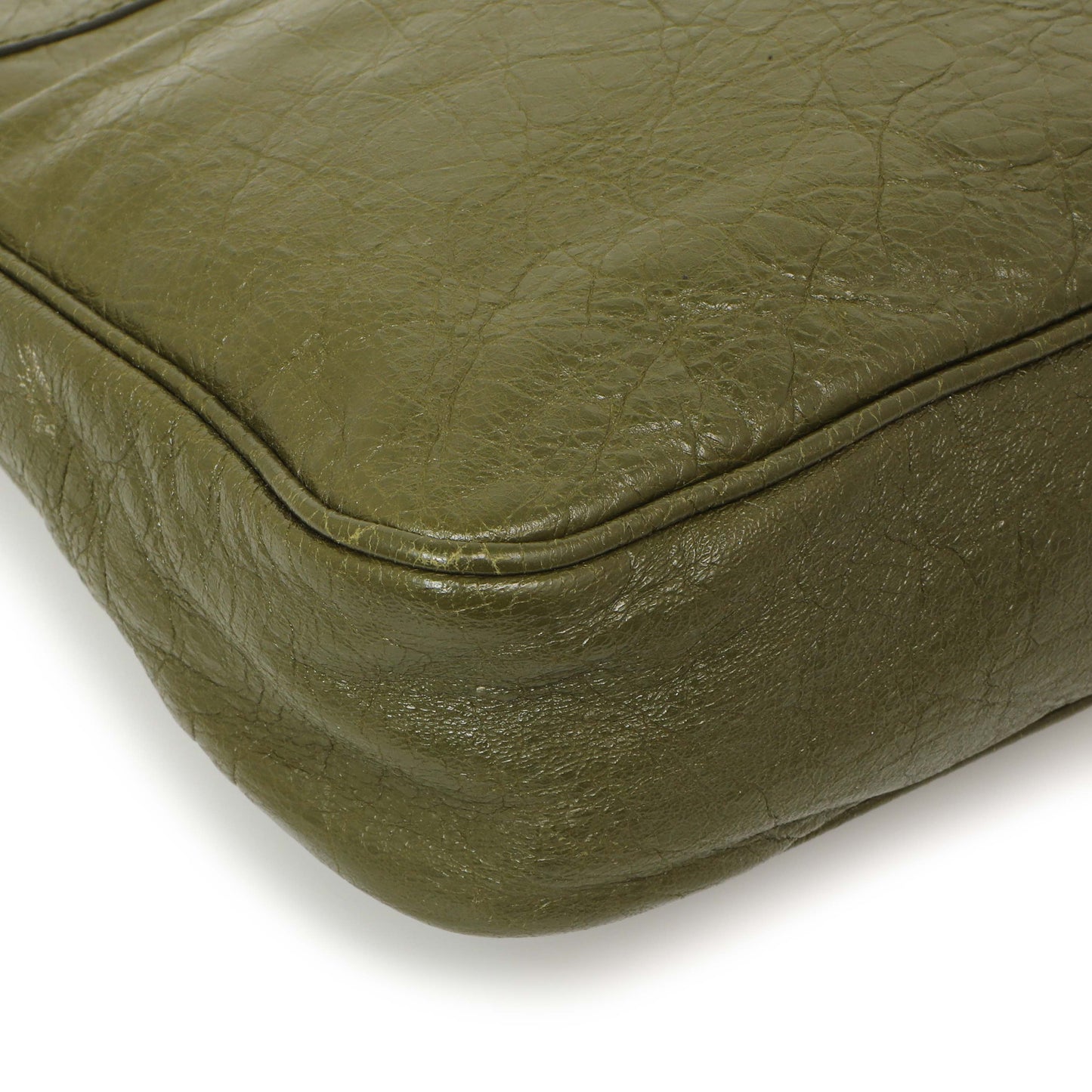 Exclusive Balenciaga Olive Agneau Classic Hip — Lifestyle View