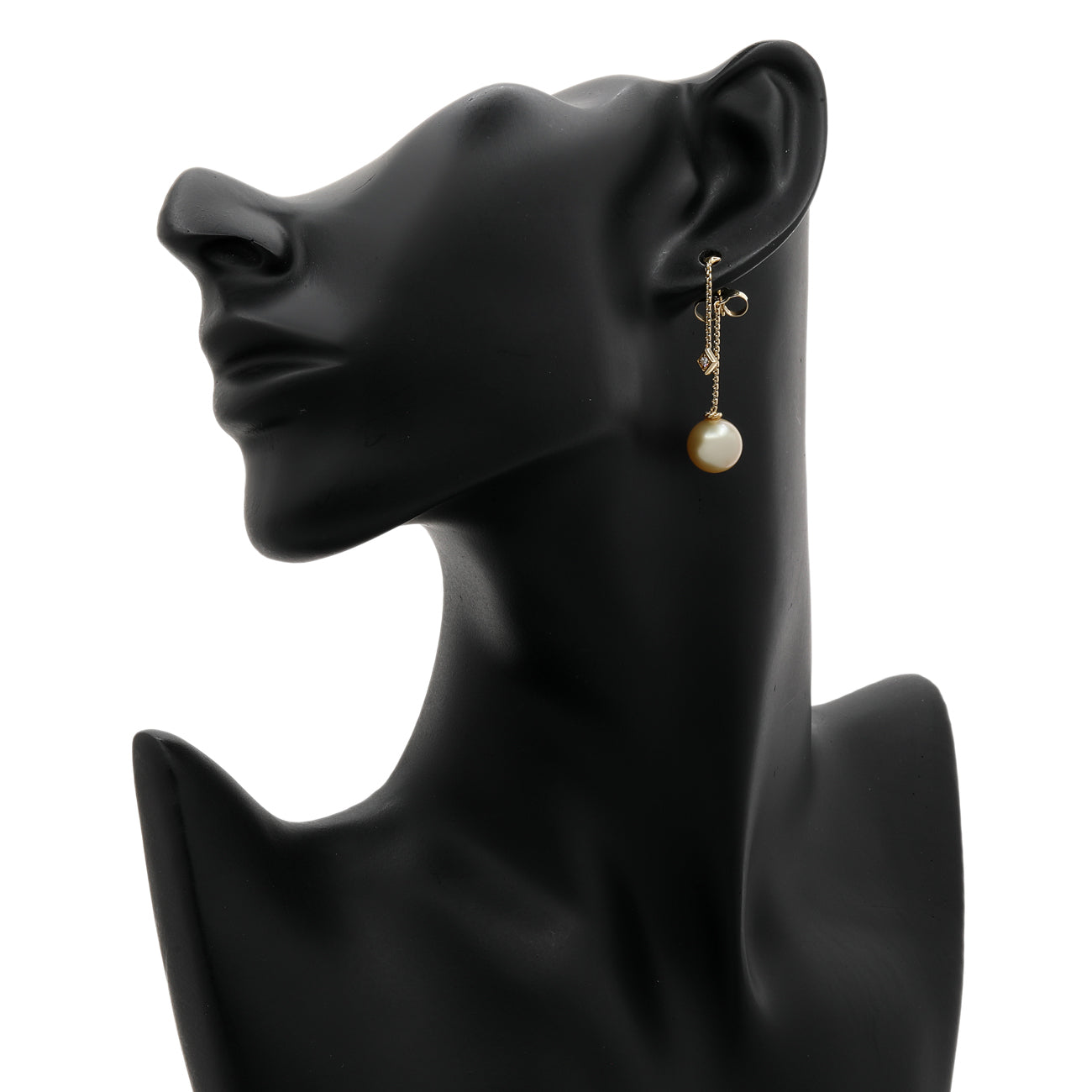 Exclusive David Yurman 18K Yellow Gold Pearl Diamond Solari Chain Drop Earrings — Back View
