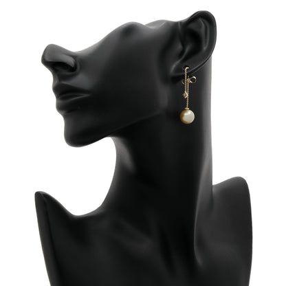 Exclusive David Yurman 18K Yellow Gold Pearl Diamond Solari Chain Drop Earrings — Back View