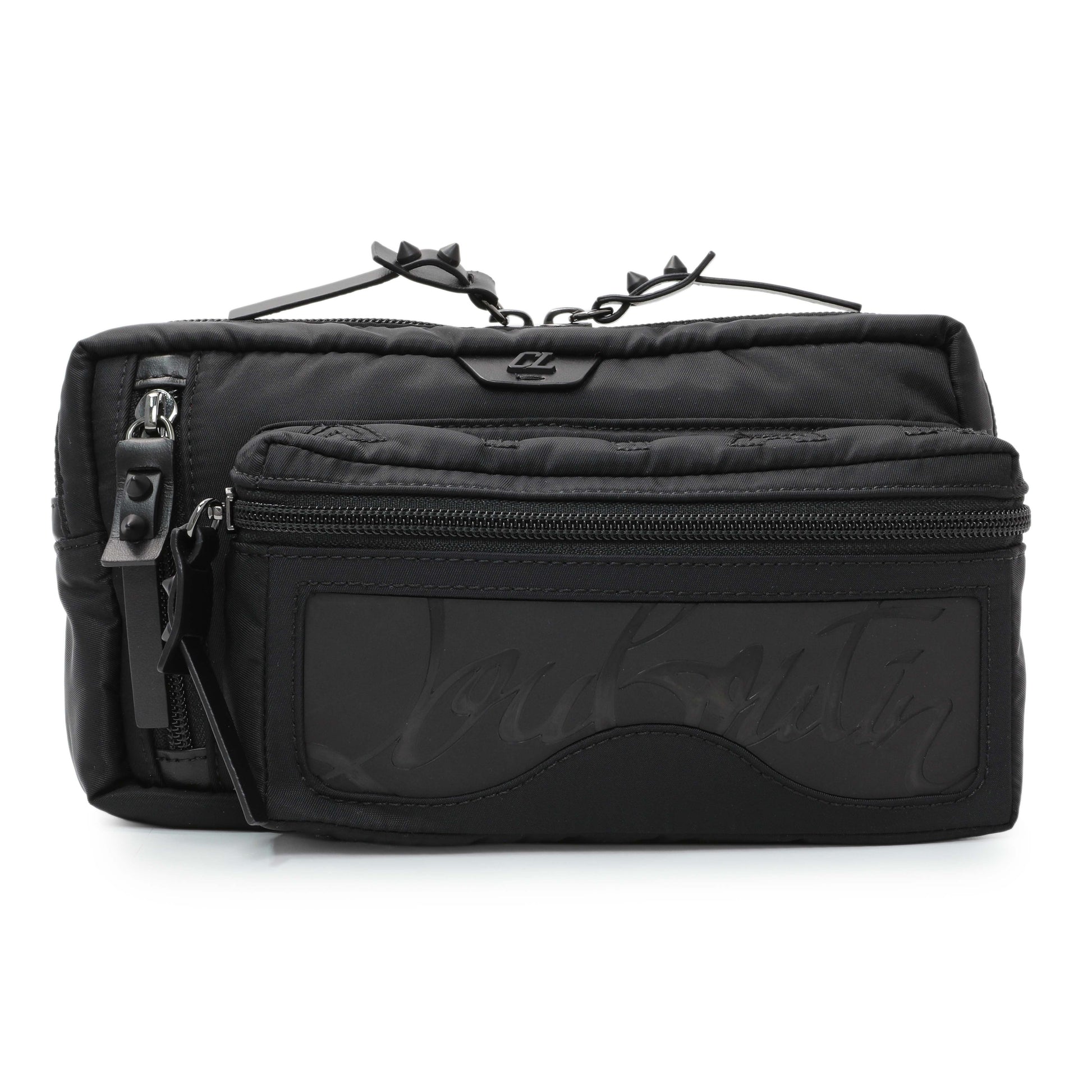 Exclusive Christian Louboutin Black Nylon Loubideal Belt Bag — Front View