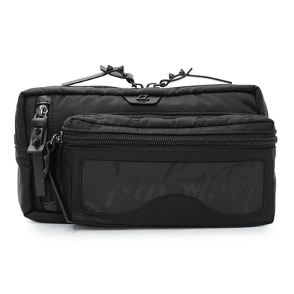 Exclusive Christian Louboutin Black Nylon Loubideal Belt Bag — Front View