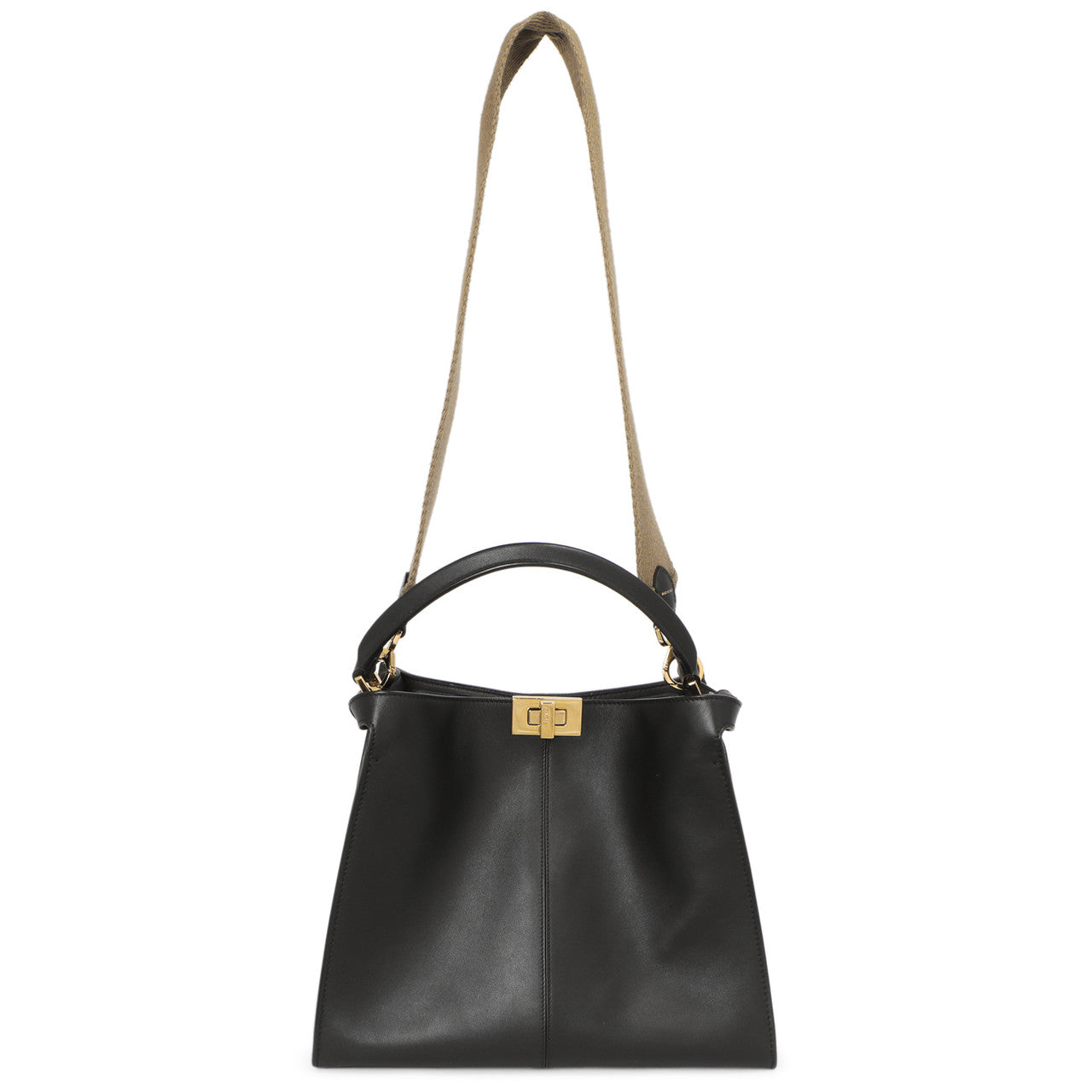 Exclusive Fendi Black Vitello Seta Medium Peekaboo X-Lite — Front View